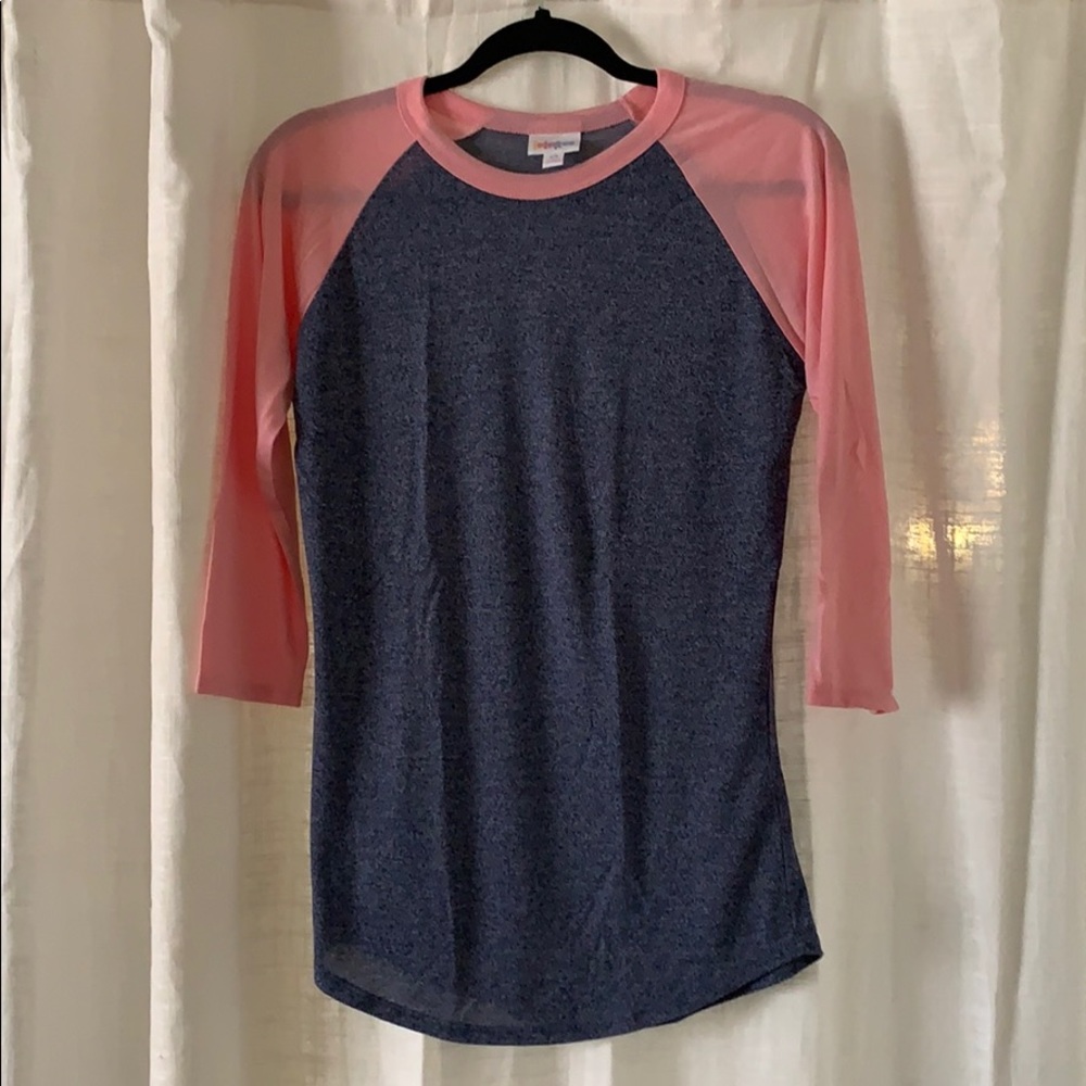 LulaRoe 3/4 pink and gray baseball style shirt